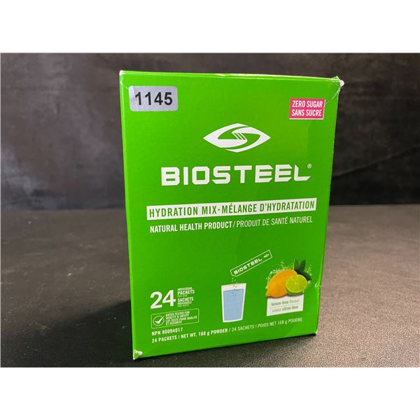 1 Box of BioSteel Hydration Mix Packets - 24 Packets - Lemon-Lime Flavour - New
