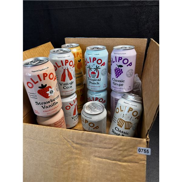 1 Box of 12 Assorted Olipop Prebiotic Non GMO Sodas - New