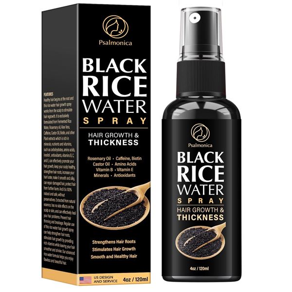2 Psalmonica Black Rice Water Sprays for Hair Growth & Thickness - 120ml Each - New Sealed