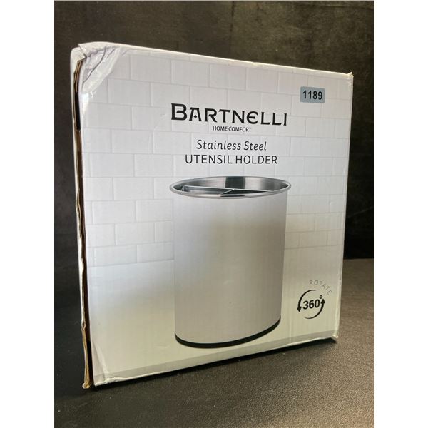 1 Bartnelli Extra Large 360-Deg Rotating Stainless Steel Utensil Holder - New in Box