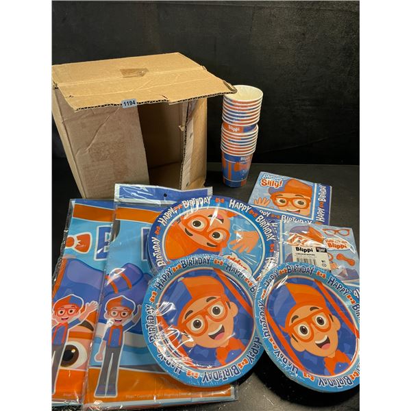 1 Blippi Birthday Party Supply Set - Includes Cups, Plates, Napkins, Tablecloths, etc. - New