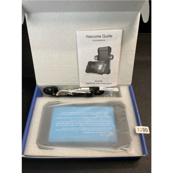 1 Solar Power Bank (38,800mAh High-Capacity) Portable Charger w/ Built-In Flashlight - Brand New!