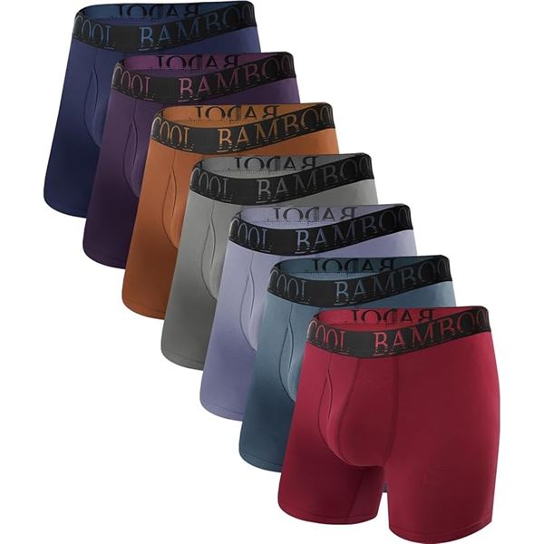 Bamboo Cool 7-Pack Men's Boxer Briefs - Size Large - Breathable/Soft Underwear for Men - NEW