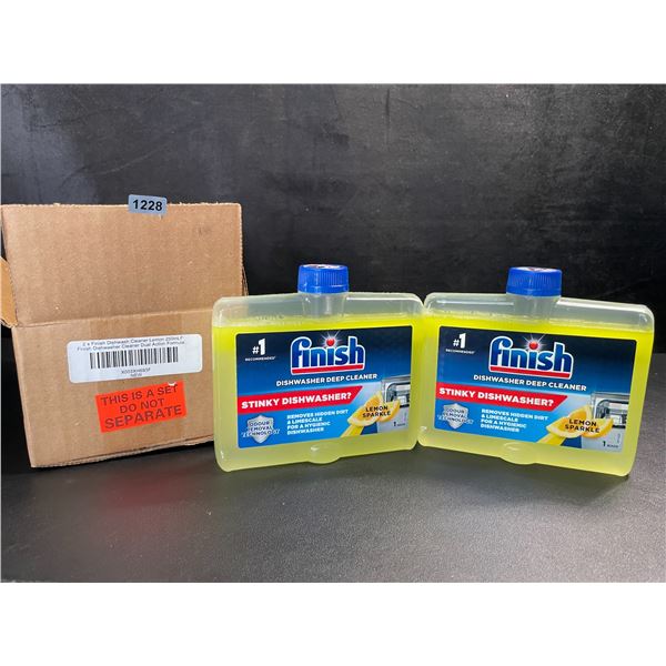 2-Pack Box of Finish Dishwasher Deep Cleaner; Dual Action Formula - Lemon Sparkle (250ml Each) - New