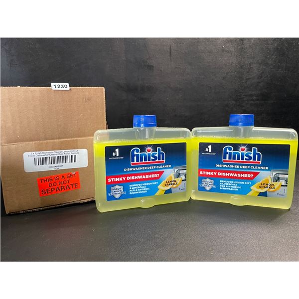 2-Pack Box of Finish Dishwasher Deep Cleaner; Dual Action Formula - Lemon Sparkle (250ml Each) - New