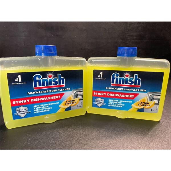 2-Pack Box of Finish Dishwasher Deep Cleaner; Dual Action Formula - Lemon Sparkle (250ml Each) - New