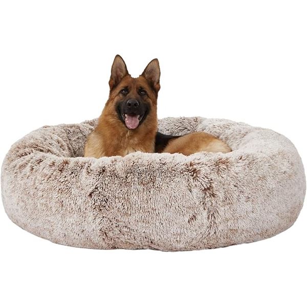 1 Bedfolks 45-Inch Round Extra Large Soft Plush Shaggy Dog Pet Bed - Calming Dog Bed - New Sealed!