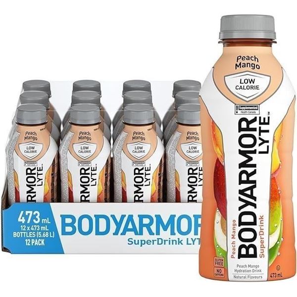 1 Case of BodyArmour SuperDrink Lyte Peach Mango - 12 x 473ml Bottles - BB: JA/05/2026)