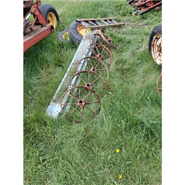 (6) Antique 20" Steel Wheels, (2) Implement Rims & (3) Ramps