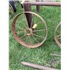 Image 6 : Farm Built Roller Table, Bolt on Bucket Mount Bale Spear & (2) 28" Antique Steel Wheels