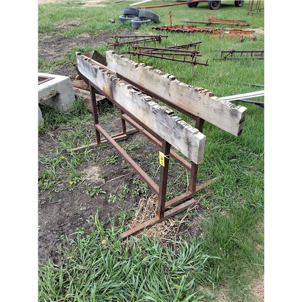 (2) Steel Saw Horses with 2x8 tops