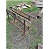 Image 3 : (2) Steel Saw Horses with 2x8 tops