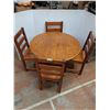 Image 1 : * Round Wooden Table 41" Dia with 4 Wooden Chairs - Pickup Only