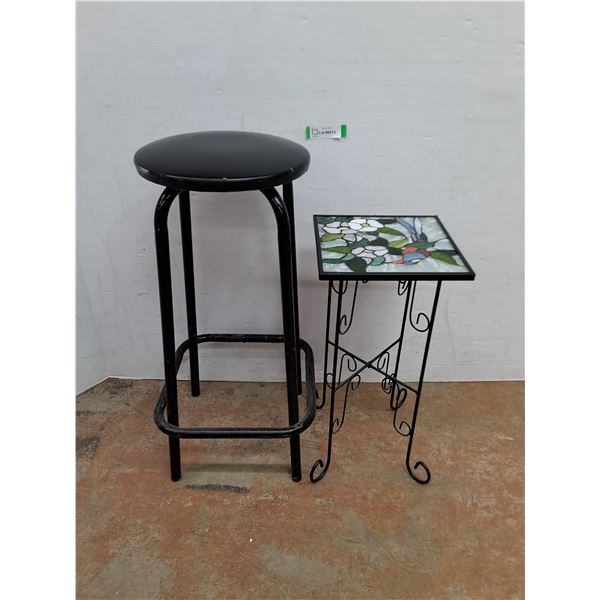 * Metal Frame Stool 28" High & Metal Frame Plant Holder 22" High - Pickup Only