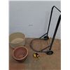 Image 1 : * Metal Plant Pot Dolly 36" High with 2 Pots & Sprinkler Timer - Untested - Pickup Only