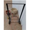 Image 2 : * Metal Plant Pot Dolly 36" High with 2 Pots & Sprinkler Timer - Untested - Pickup Only