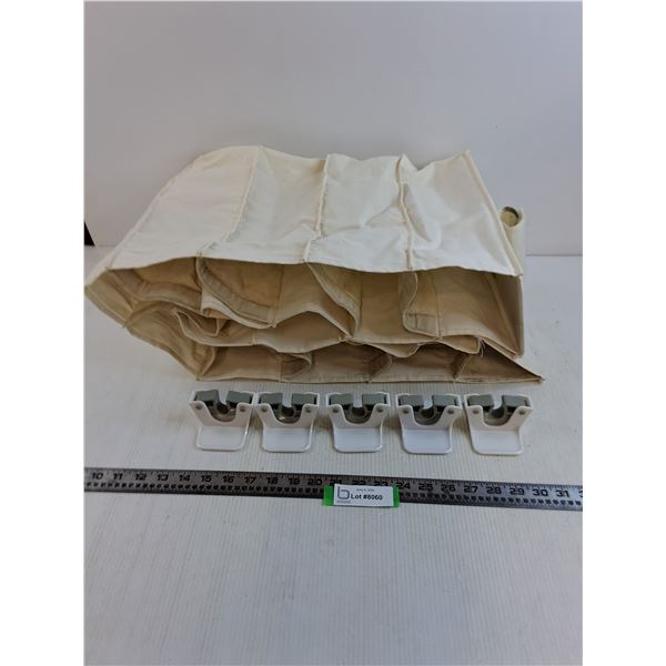 Canvas 10-Shelf Hanging Shoe Organizer, (5) Wall Mounts for Cleaning Poles