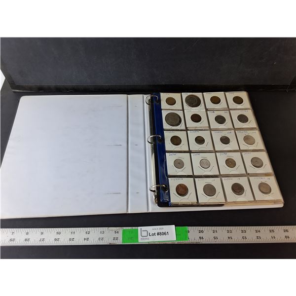 (2) Pages of World Coins in Binder- Japan, Australia, Mexico, Misc.