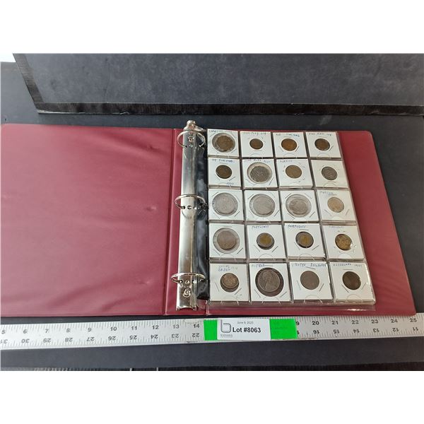 Approx. (2) Pages of World Coins in Binder- Hong Kong, Turkey, Netherlands,Cuba, Misc.