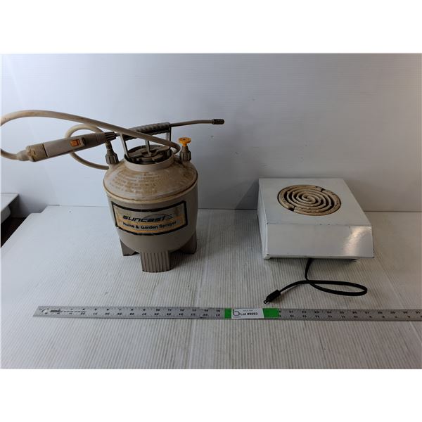 Suncast Home & Garden Sprayer & Force Electric Hotplate- Powers On