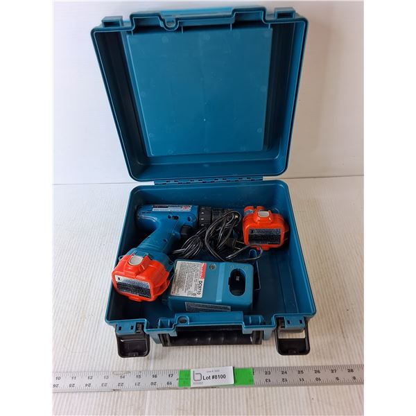 Makita 9.6V Cordless Drill, (2) Batteries, Charger & Case- As Is