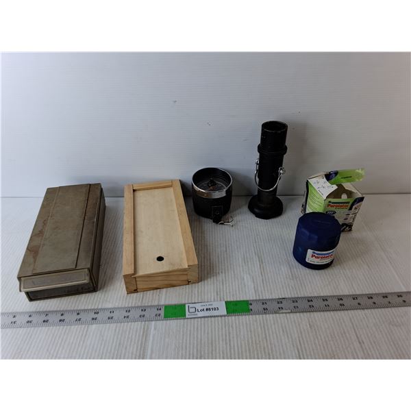 Purolator Synthetic Oil Filter, (2) Storage Boxes, Misc.