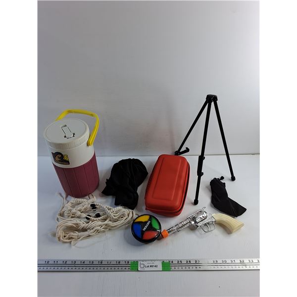 Nintendo Switch Case, Coleman Thermos, Toy Gun, Tripod, Plant Holder and Misc