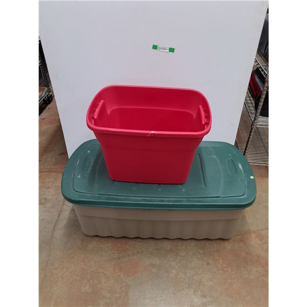 *(2) Plastic Totes - 41" x 21" x 17", One With Lid, Cannot Ship