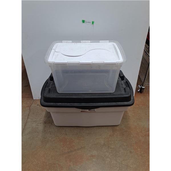 *(2) Plastic Lidded Totes 31" x 20" x 13", Cannot Ship