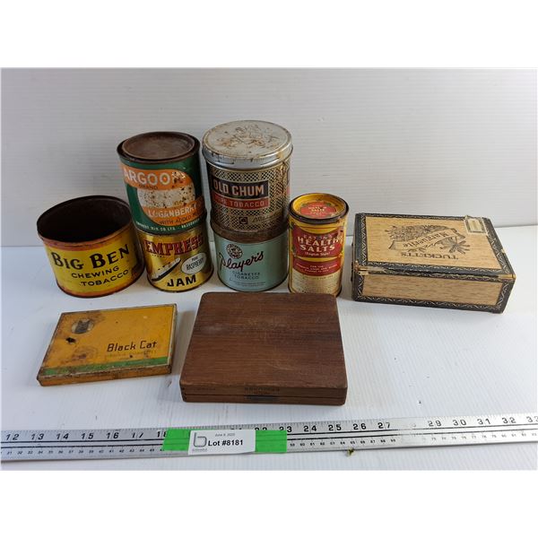 Various Vintage Tins and Cigar Boxes