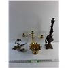 Image 1 : Brass Candle Holders, Brass Dish and Desk Lamp - As Is