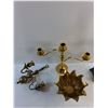Image 2 : Brass Candle Holders, Brass Dish and Desk Lamp - As Is