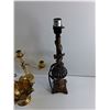 Image 3 : Brass Candle Holders, Brass Dish and Desk Lamp - As Is