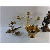 Image 4 : Brass Candle Holders, Brass Dish and Desk Lamp - As Is