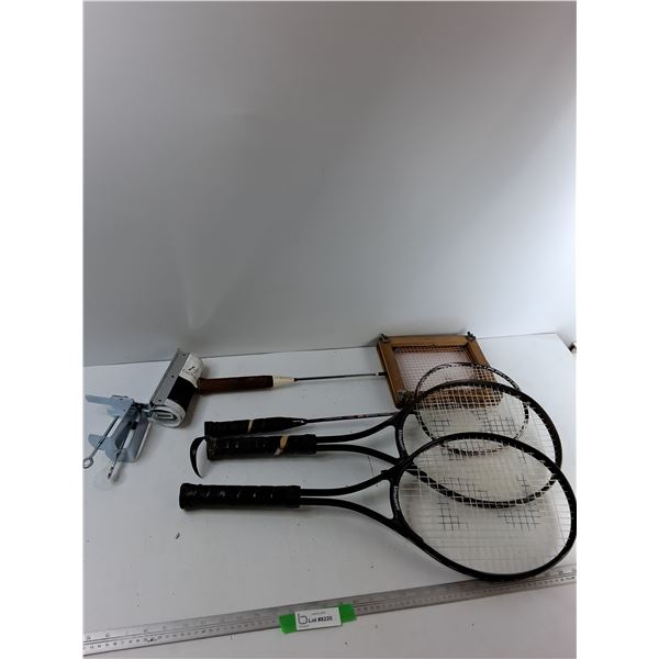 (2) Squash Rackets, (2) Badminton Racket,Table Tennis Net