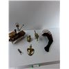 Image 1 : Assorted Items - Brass Door Knocker, Musical Ship , Golf Club Cover, Misc - As Is