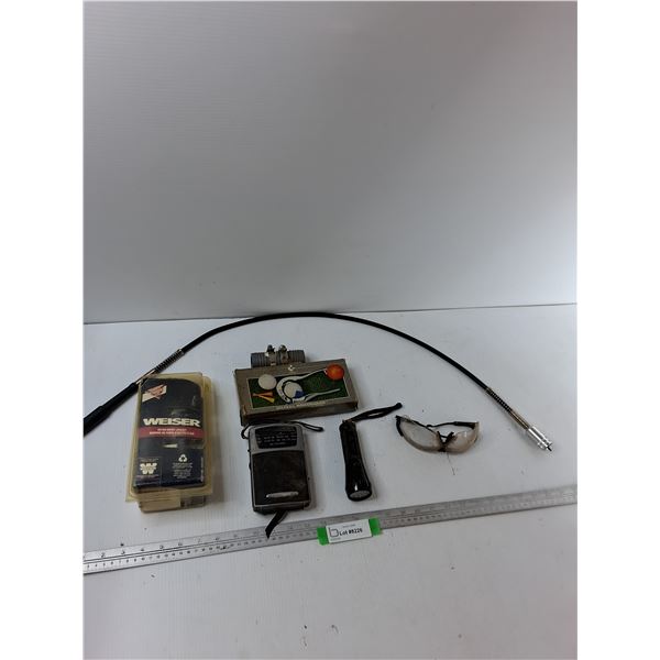 Assorted Items - Weiser Keyed Lock, Pocket Radio,Golf Ball Monogrammer,Misc - As Is