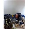 Image 1 : Sports Bag And Equipment, Football Shoulder Pads, (3) Pairs Of Cleats (all size 9)