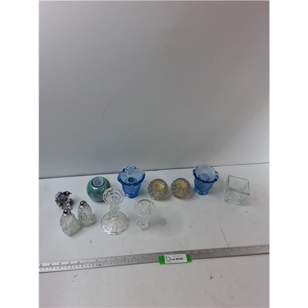 Assorted Candle Holders, Salt and Pepper Shaker, Misc