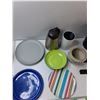Image 2 : Assorted Items - (8) Plates, Kettle, Kitchen Utensils, Misc