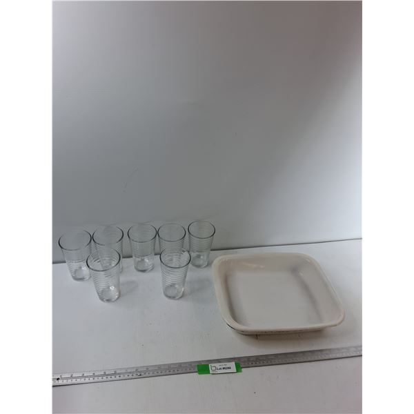 (7) Glasses, Vintage Corningware
