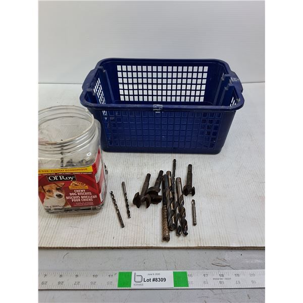 Blue Basket with Misc Drill Bits
