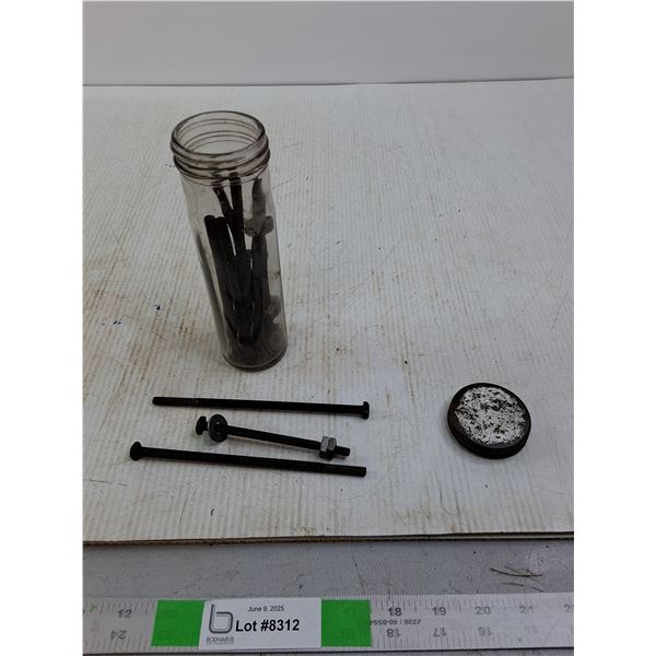 Jar of Misc 6" 1/4" Bolts and Nuts