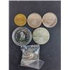 Image 2 : (5) Coin Tokens (Drumheller, Lake Minnewanka, Canadian Tire, Sask Grey Cup), Coca-Cola NHL Pin