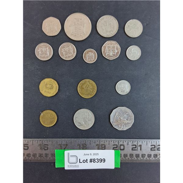 (15) Foreign Coins (9 Jamaican, Australia, Fiji, Dom Rep, Venezuela, Honduras, Egypt)
