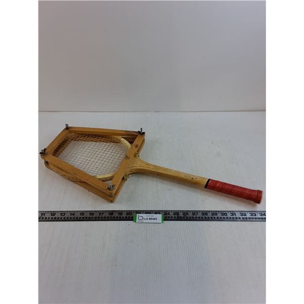 Vintage Wooden Tennis Racquet with Protective Frame