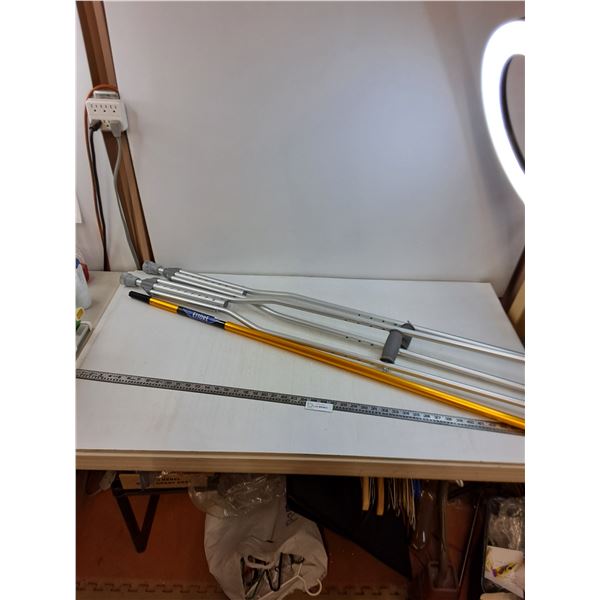 * Pair of Adjustable Crutches, Ettore Utility Handle - Possibly Missing End Piece-Cannot Ship