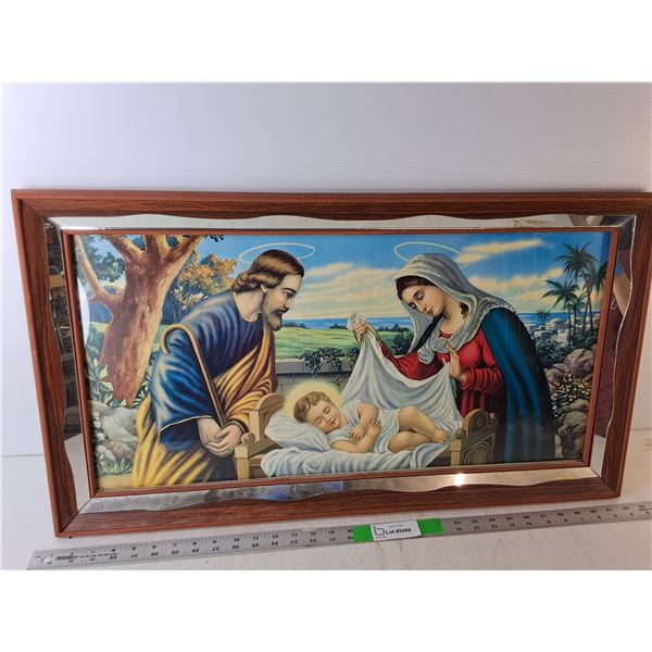 Baby Jesus Framed Painting 31" Long x 17.5" Tall, Cannot Ship