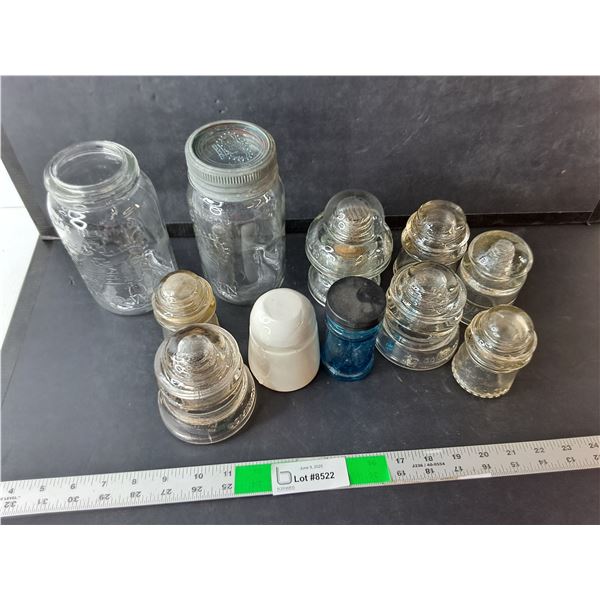 Glass Insulators, Jars, Misc.