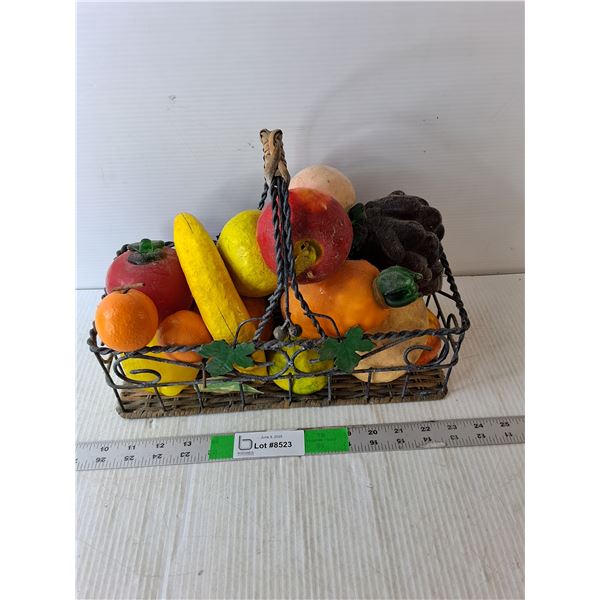 Metal Basket with Artificial Fruit